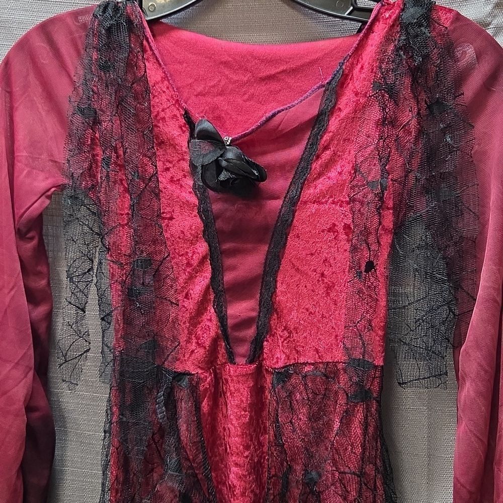 Vampiress Red Lacey Costume By Rubies - Picture 4 of 12